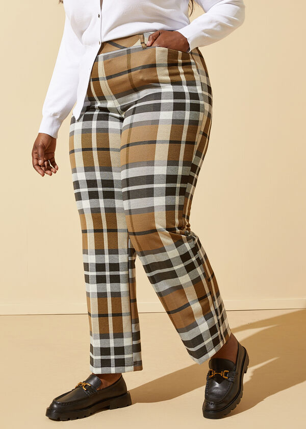 Plaid Power Knit Trousers, Chipmunk image number 2