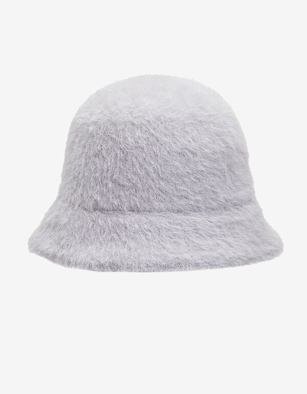 Faux Angora Bucket Hat, Grey image number 0