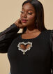 Embellished Heart Cutout Sweater, Black image number 2