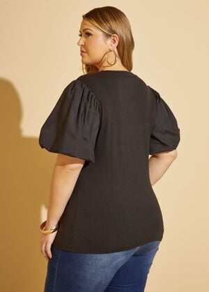 I Am The Queen Puff Sleeved Tee, Black image number 1