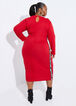 Love Ribbed Midi Dress, Red image number 1