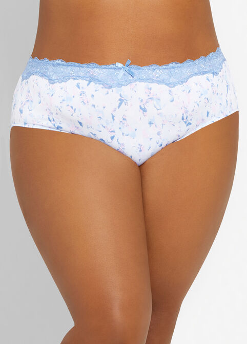 Printed Micro & Lace Hipster Panty, Multi image number 0