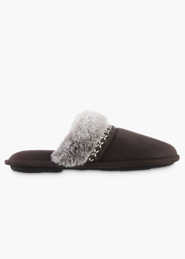 Isotoner Aria Microsuede Slippers, Chocolate Brown image number 1