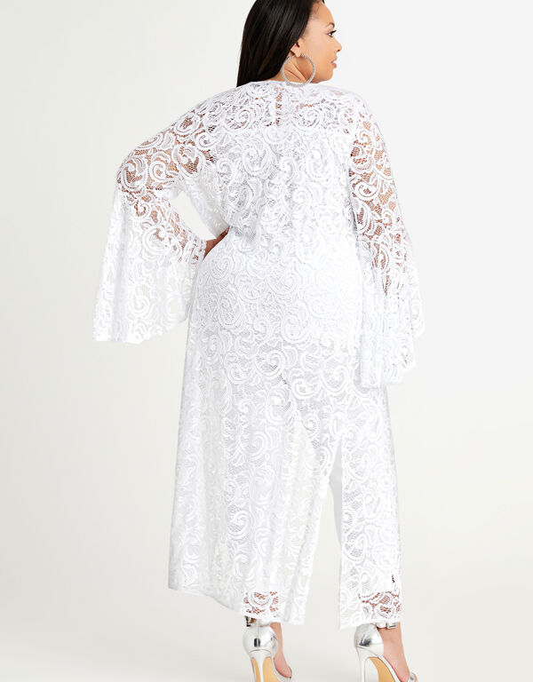 Lace Bell Sleeve Cardigan, White image number 1