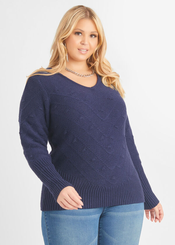 Textured Crocheted Sweater, Sodalite image number 0