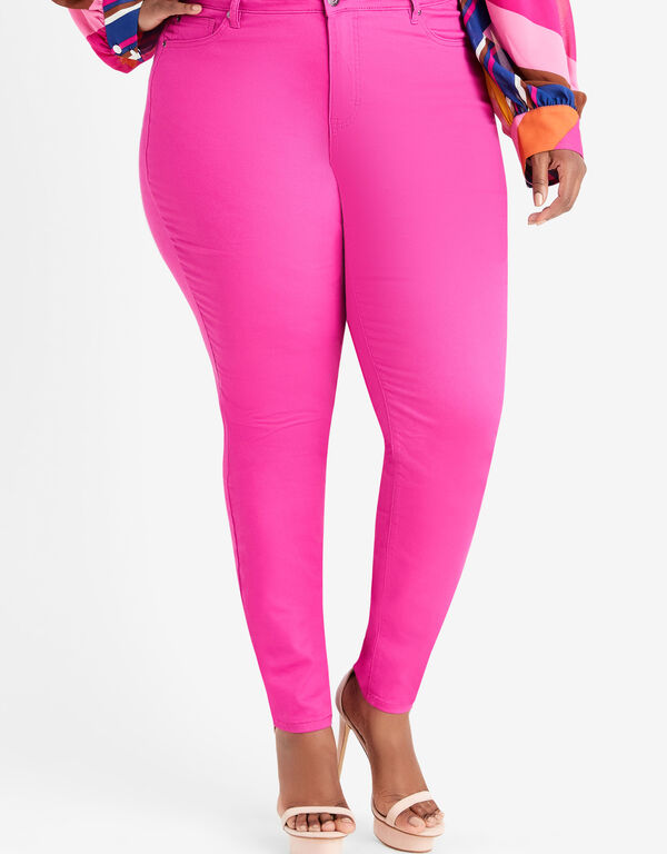 Basic High Rise Jeggings, Fuchsia Red image number 0