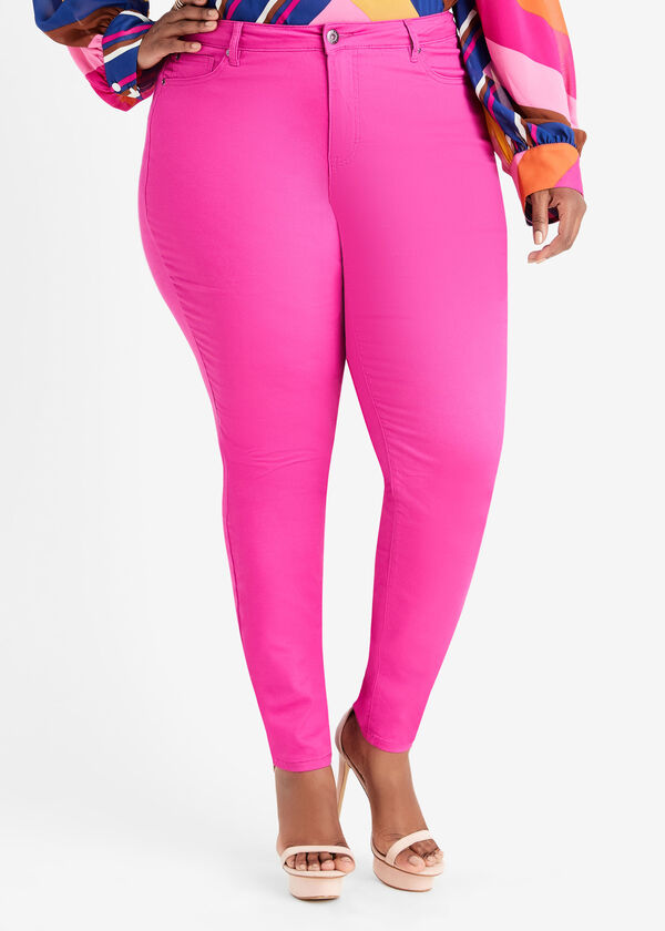 Basic High Rise Jeggings, Fuchsia Red image number 0