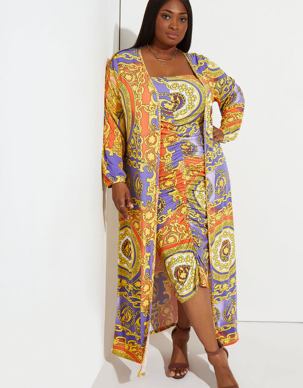 Printed Open Front Duster, Multi image number 0