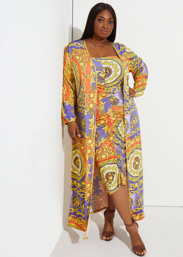 Printed Open Front Duster, Multi image number 0