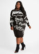 Graffiti Queen Sweater Dress, Black White image number 0
