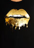 Sequin Dripping Lip Athletic Tee, Black image number 1