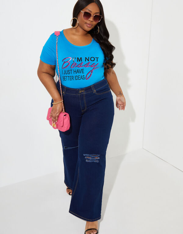 I'm Not Bossy Graphic Tee, Turquoise Aqua image number 0