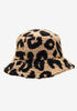 Leopard Print Faux Sherpa Bucket Hat, Brown Animal image number 0