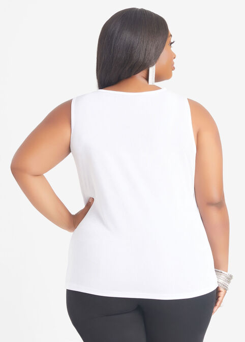 Cowl Neck Stretch Knit Top, White image number 1