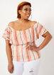 Printed Knit Eyelet Flounce Top, Rust image number 0