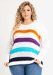Fringe Colorblock Stripe Sweater, White image number 0