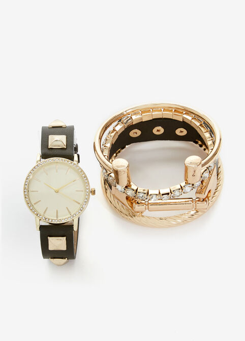 Jessica Carlyle Watch & Bracelets, Black image number 0