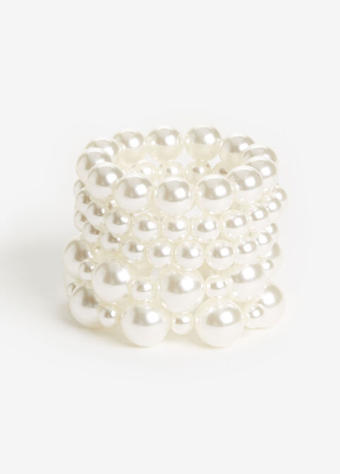 Pearl Stretch Bracelet Set, Pearl image number 0