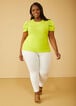 Crystal Embellished Pleated Tee, LIME PUNCH image number 3