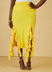 Ruffle Trimmed Midi Skirt, Lemon image number 2