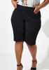 Stretch Denim Bermuda Shorts, Black image number 0