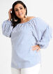 Stripe Cotton Balloon Sleeve Top, Surf The Web image number 0