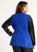 Faux Leather Sleeve Knit Jacket, Blue image number 1