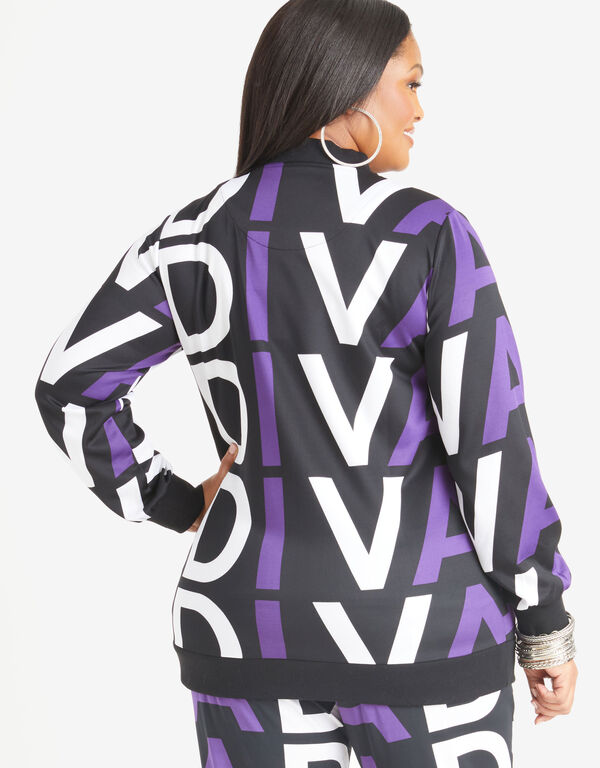 Diva Stretch Knit Track Jacket, Acai image number 1