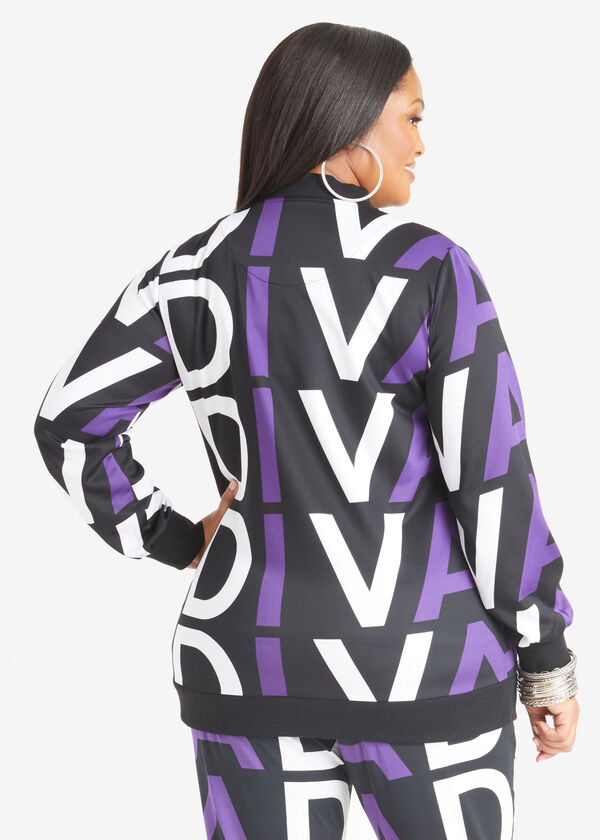 Diva Stretch Knit Track Jacket, Acai image number 1