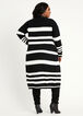 Striped Open Front Duster Cardigan, Black White image number 1
