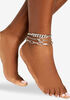 Embellished Silver Tone Anklet Set, Silver image number 0