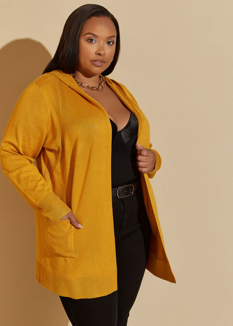 Plus Size Hooded Cardigan Chic Stylish Open Front Duster image number 0
