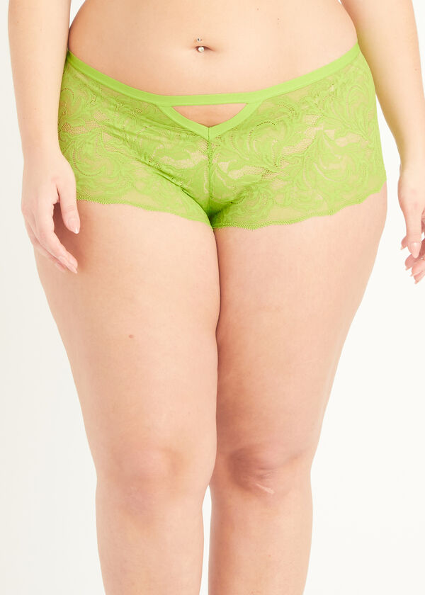 Lace Cutout Boyshort Panty, Parrot Green image number 2