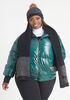 Knit Trimmed Glossed Puffer Jacket, Green image number 0