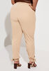 Knotted Stretch Crepe Joggers, Tan image number 1