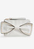Studded Bow Faux Leather Clutch, White image number 0