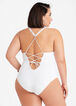 YMI White Lace Up 1PC Swimsuit, White image number 1