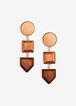 Gold Wood Geo Drop Earrings, Brown Combo image number 0