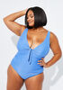 Nicole Miller Knotted Swimsuit, Blue image number 0