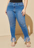 Fringed Mid Rise Skinny Jeans, Medium Blue image number 2
