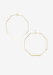 Gold Octagon Hoop Drop Earrings, Gold image number 0