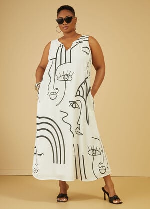 Art Print Maxi Dress, Black White image number 0