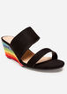 Faux Suede Rainbow Wedge Sandals, Multi image number 0