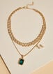 Crystal Cuban Link Necklace Set, Gold image number 1