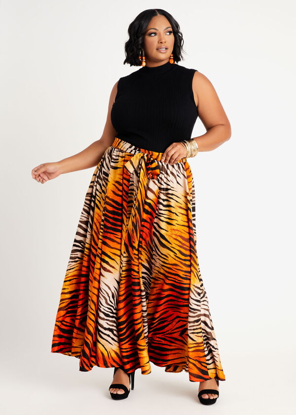 Tiger Print Maxi Skirt, Nugget Gold image number 2