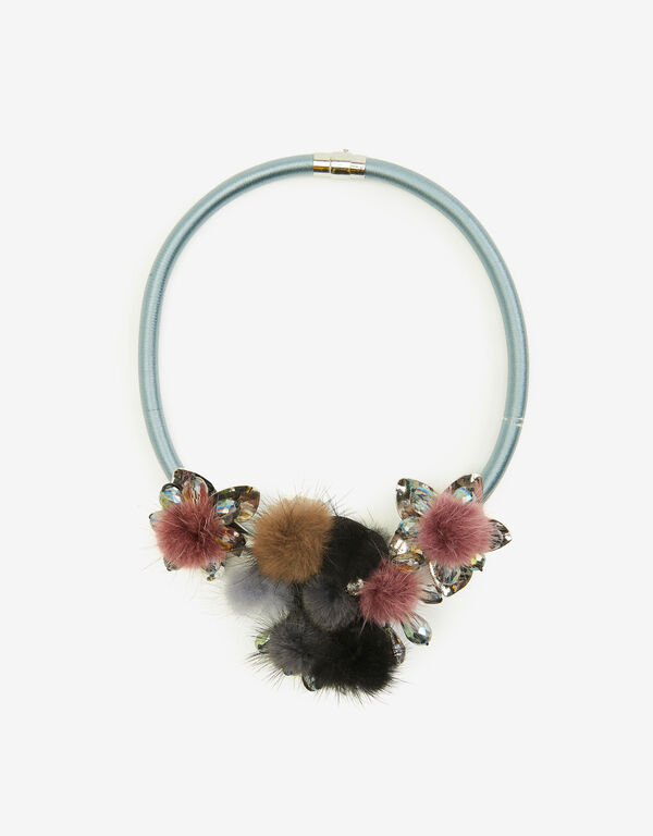 Faux Fur And Crystal Collar, Silver image number 0