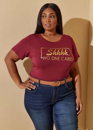 Shhhh No One Cares Graphic Tee, Rhododendron image number 0