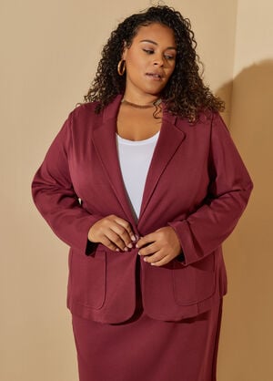 Buttoned Power Ponte Blazer, Rhododendron image number 0