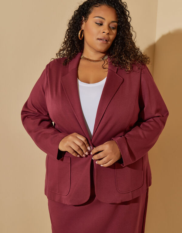 Buttoned Power Ponte Blazer, Rhododendron image number 0