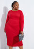 Love Ribbed Midi Dress, Red image number 3